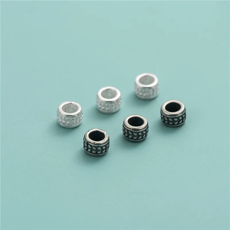 Unique 925 Sterling Silver Engrave Ear of Wheat Wheel Charm Beads for Jewelry Making Accessories