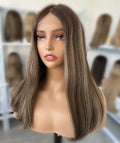 In Stock 12-28 Inches Lace Top Kosher Silk Top Wig Highlights Color Straight Cuticle Aligned High Quality Lace Top Jewish Wig