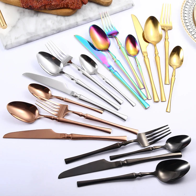 New Items Stainless Steel Commercial Restaurant Silverware Cheap Reusable Cutlery Set