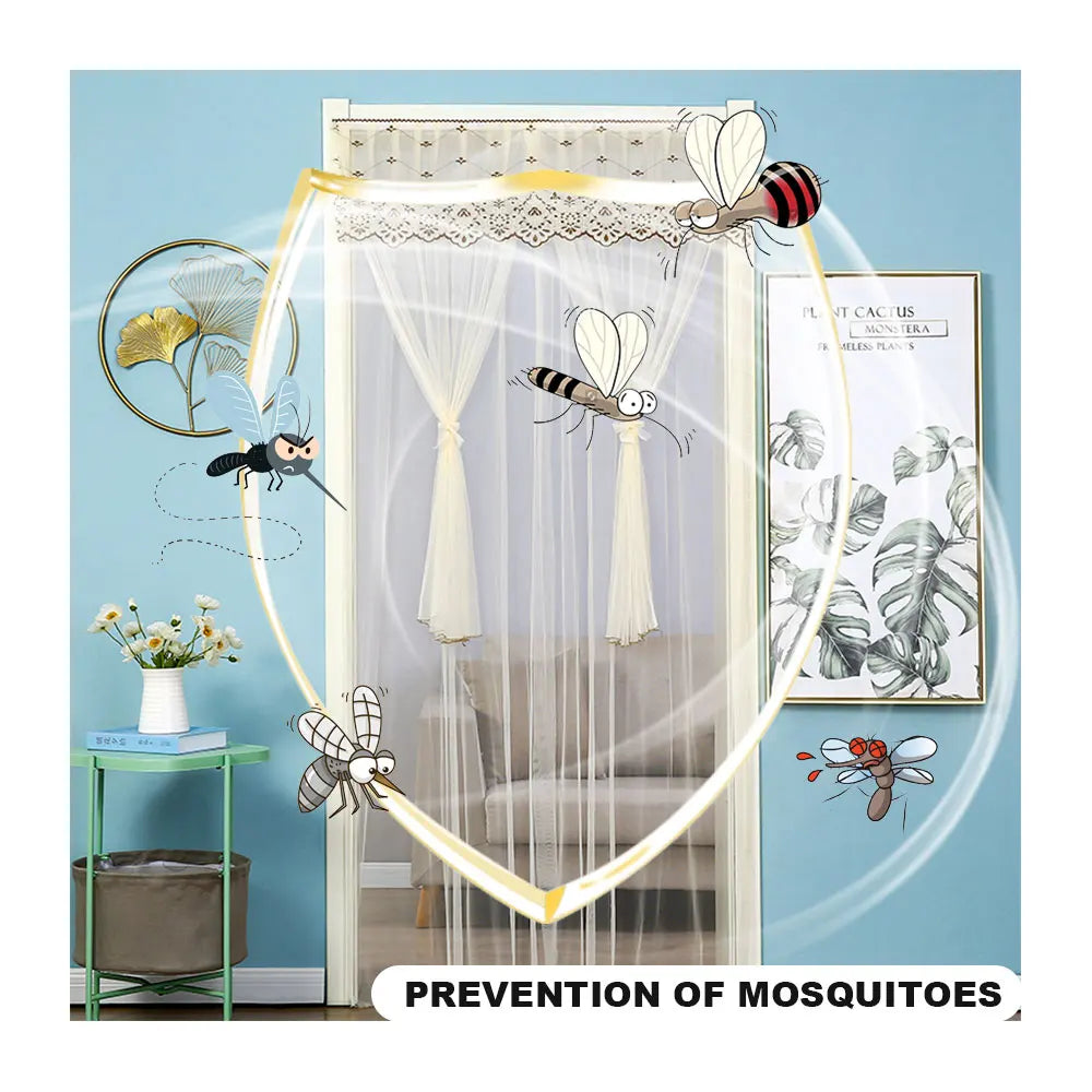Cheap Tulle Vintage Built-In Door Curtain with Full Light Shading Pleated Design Mosquito Prevention All-Season Use