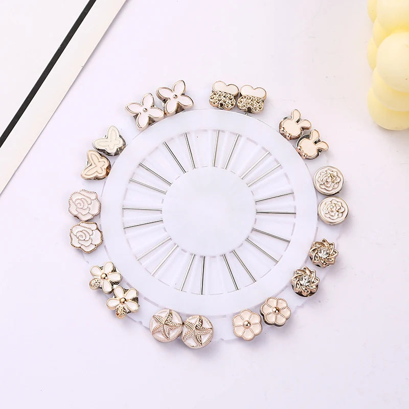 Cute Black White Muslim Hijab Brooches Alloy Needle Clips Pins for Women's Safety Head Scarf for Wedding Engagement Party Gift
