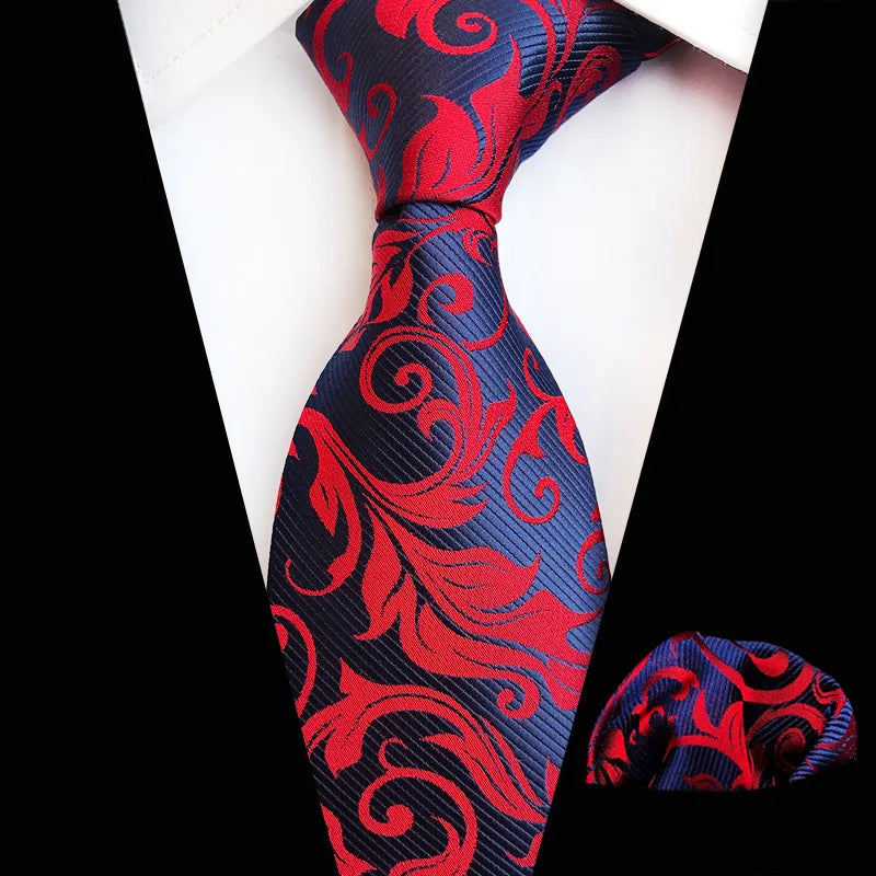 Wholesale Necktie Set With Pocket Square Wedding Silk Ties for Men Paisley Floral Neck Ties Hankies Set Custom Gravatas