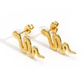 Wholesale 18K Gold Plated Stainless Steel Jewelry Snake Shape Stud Earrings Waterproof for Woman Accessories Earrings E241626