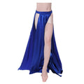 Belly Dance Skirt Satin Split Side Long Skirts Women Stage Dance Performance Skirt