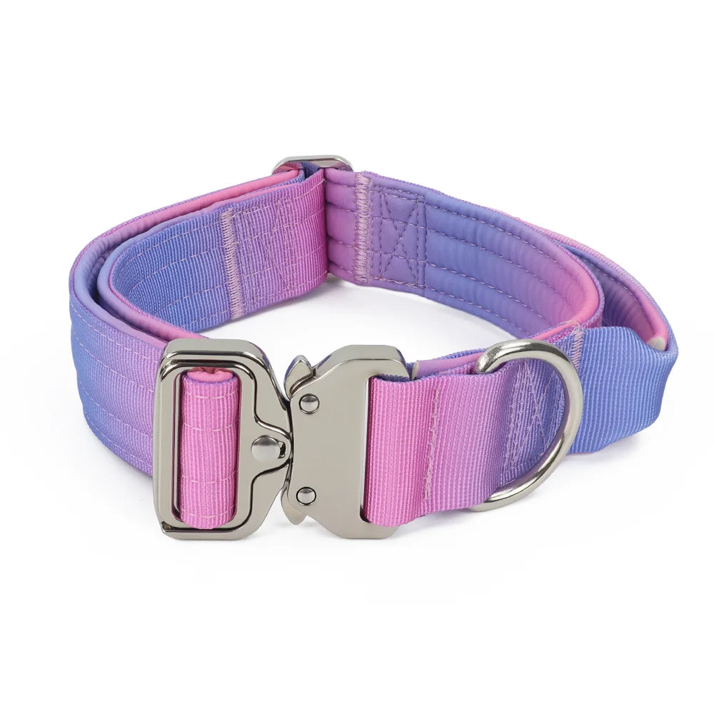 Tactical Large Pet Outdoor Training Gradient Color Customized Set Tactical Dog Collar Set for Medium Large Dog