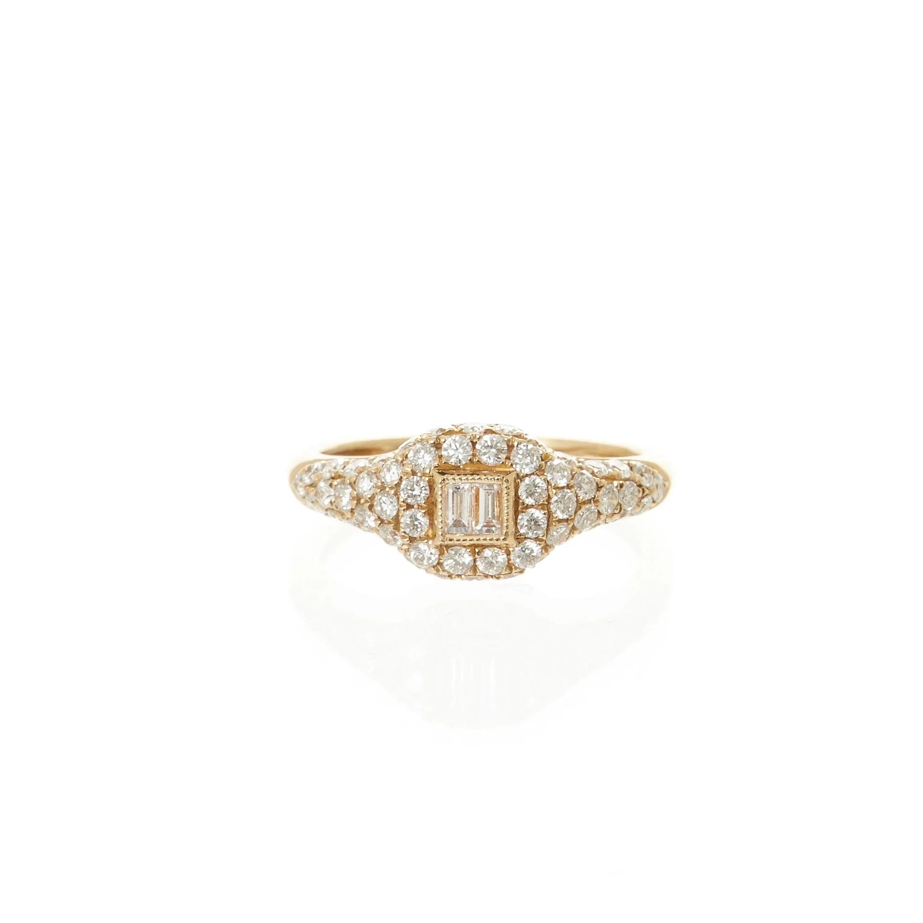 LOZRUNVE DUBAI Jewelry Fashion Pave Cubic Zirconia Baguette Pinky Signet Ring 925 Silver