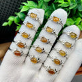Wholesale Natural Stone Yellow Tourmaline Ring for Women Crystal Quartz Gemstone Adjustable Opening Ring Jewelry