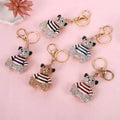 Cute Rhinestone Teddy Bear Key Chains Crystal Animal Bears Key Rings Bling Metal Couple Valentines Day Teddy Bear Keychain Charm