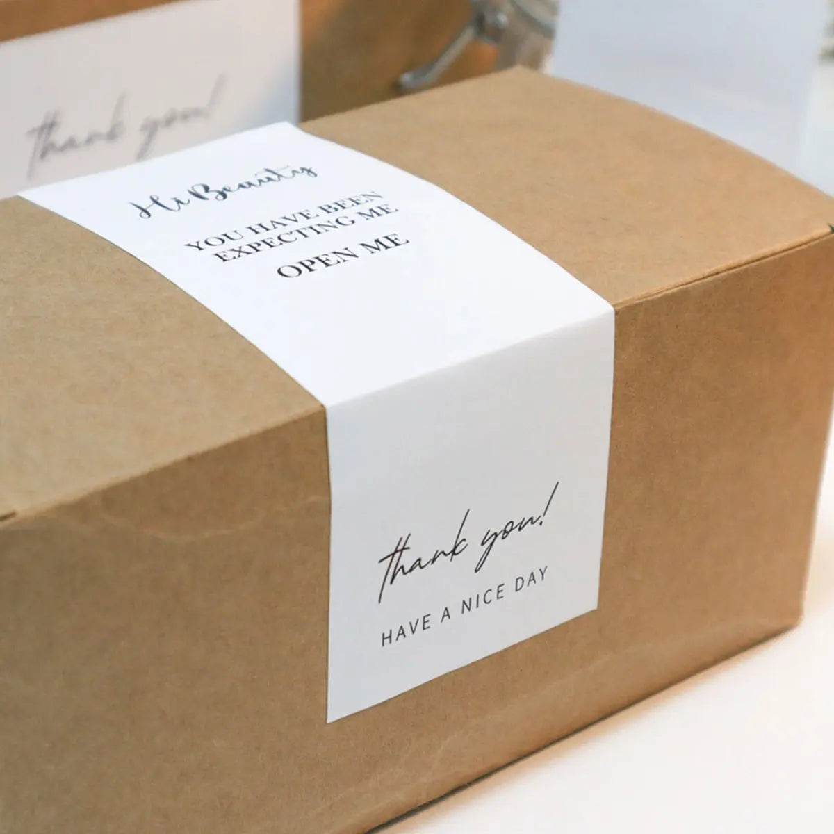 Rectangle Box Seal Sticker Business Promotion Waterproof Adhesive Paper Packaging Sealing Labels Gift Box Decor Bag Label Decals