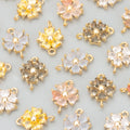 MD36  6pcs/lot Jewelry Accessories18k Gold Platedcopperzirconsflower Shapecharmsjewelry Makingdiy Pendants