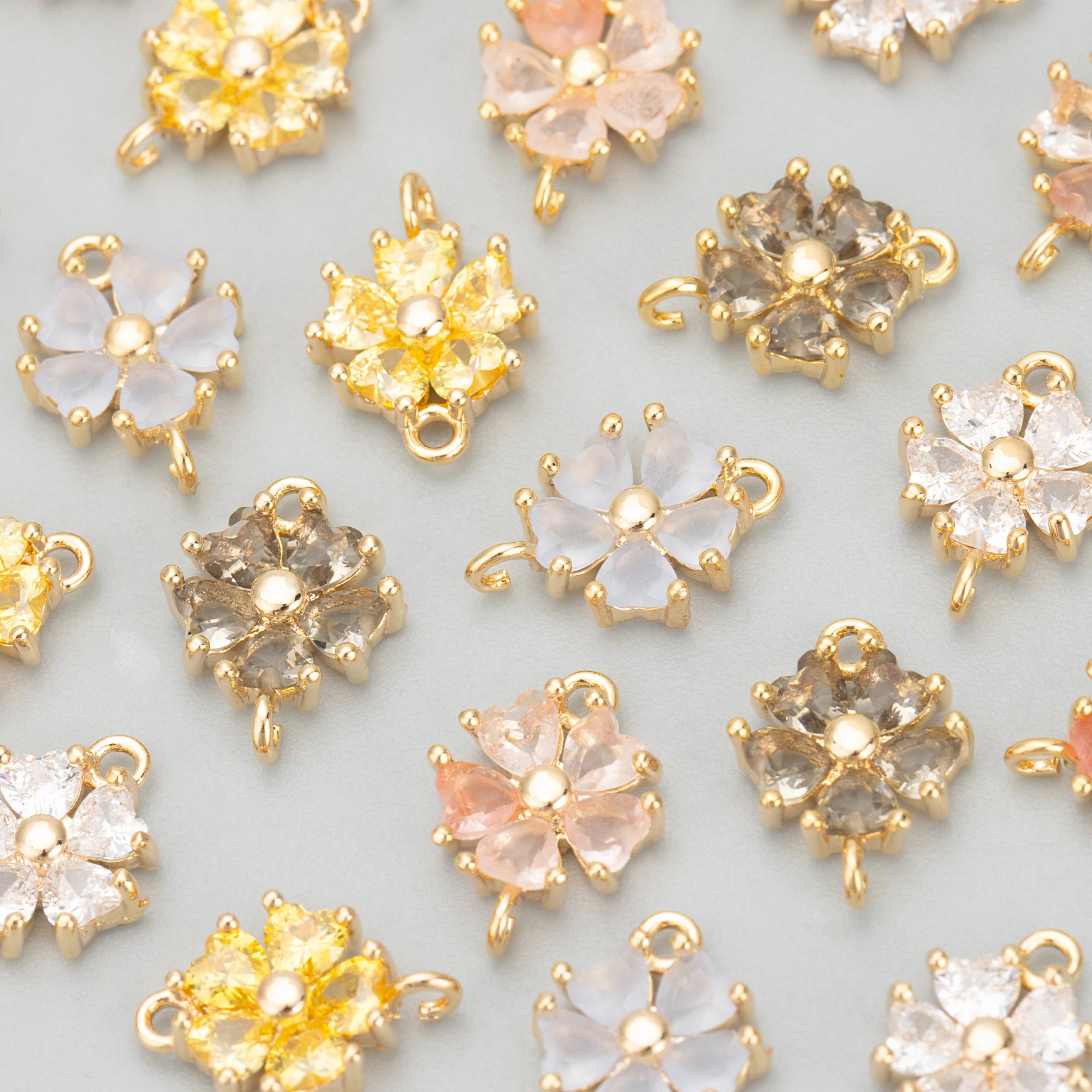 MD36  6pcs/lot Jewelry Accessories18k Gold Platedcopperzirconsflower Shapecharmsjewelry Makingdiy Pendants