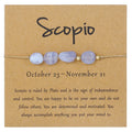 Zodiac Natural Stone Bracelet with Card Healing Crystal Gemstone Beaded Charms Bracelet for Couples Friendship Yoga Gifts