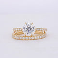 STARSGEM Mossanite Jewelry 14k Solid Gold Eternity Band Engagement Wedding Rings Set