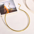 Fashion Simple Chokers Necklaces Stainless Steel 18k Gold Plated Collar Necklace Women's Jewelry