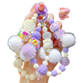 Creative Fashion Fluff Ball Beads Keychain Hand Drawn Doll Letters Phone Chain Bag Hanging Accessories Headphone Bracelet Beaded