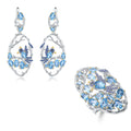 Abiding Designer Style 925 Silver Animal Fine Jewelry Natural Topaz Woman's Ring Gemstone Fine Gemstone Jewelry Set