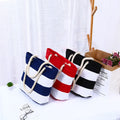New Beach Tote Bag Fashion Women Canvas Summer Large Capacity Striped Shoulder Bag Tote Handbag Shopping Shoulder Bags