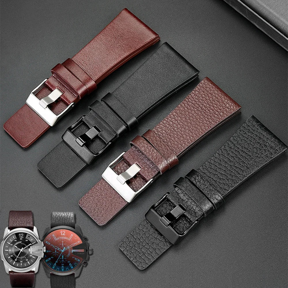 Retro Genuine Leather Wrist Band for Men 22mm 24mm 26mm 28mm 30mm 32mm Watch Bands for DS Models DZ7406 DZ7408 DZ4280 DZ4343