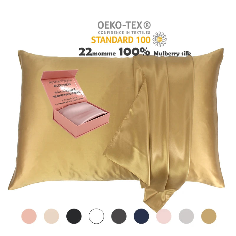 Hot Sale Simple Modern 100% Mulberry Silk Pillow Case 22mm Shiny 6a Grade Satin Luxury Hidden Zipper Custom Leaves Animal