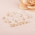 Tiny A-Z Initial Letter Studs 925 Sterling Silver Gold Plating Dainty Cz Zircon 26 Alphabet Stud Earrings for Women