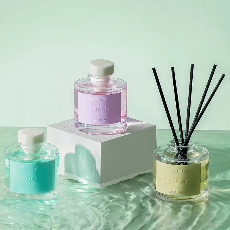 Four Seasons Tea Incense Air Freshener Long-Lasting Fresh Fragrance for Home Bedroom Toilet Rattan Glass 50ml Incense Holder