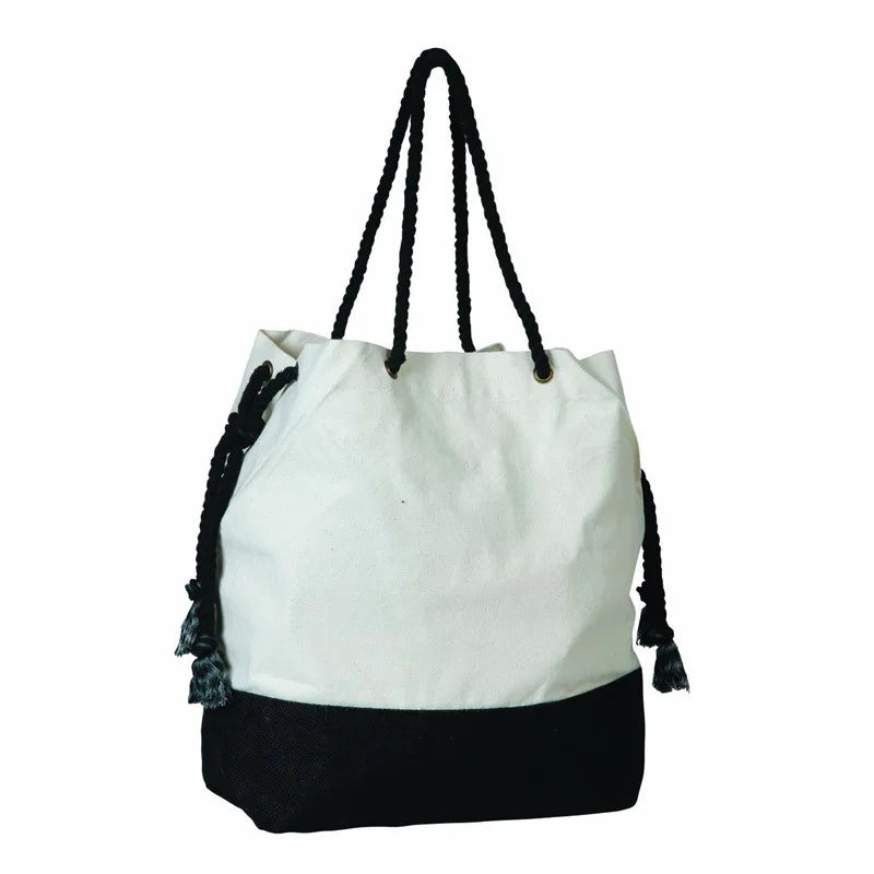 Summer Hot Sale Ladies One Shoulder Canvas Beach Bag Cotton Rope Portable Canvas Bag Customization