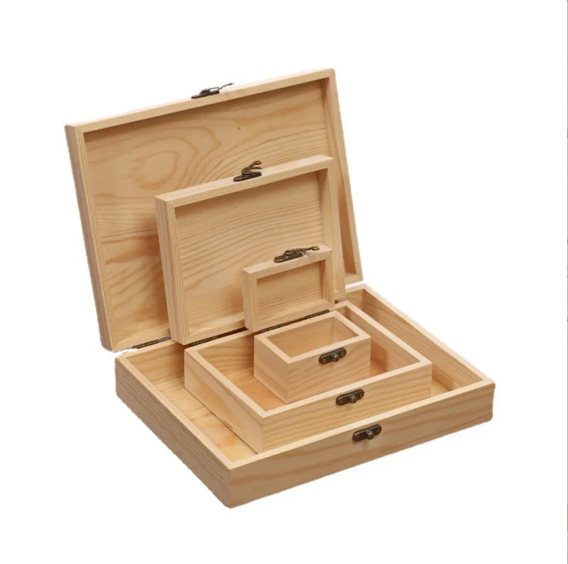 Polished Pine Wooden Tabletop Jewelry Packaging Gift Storage Box