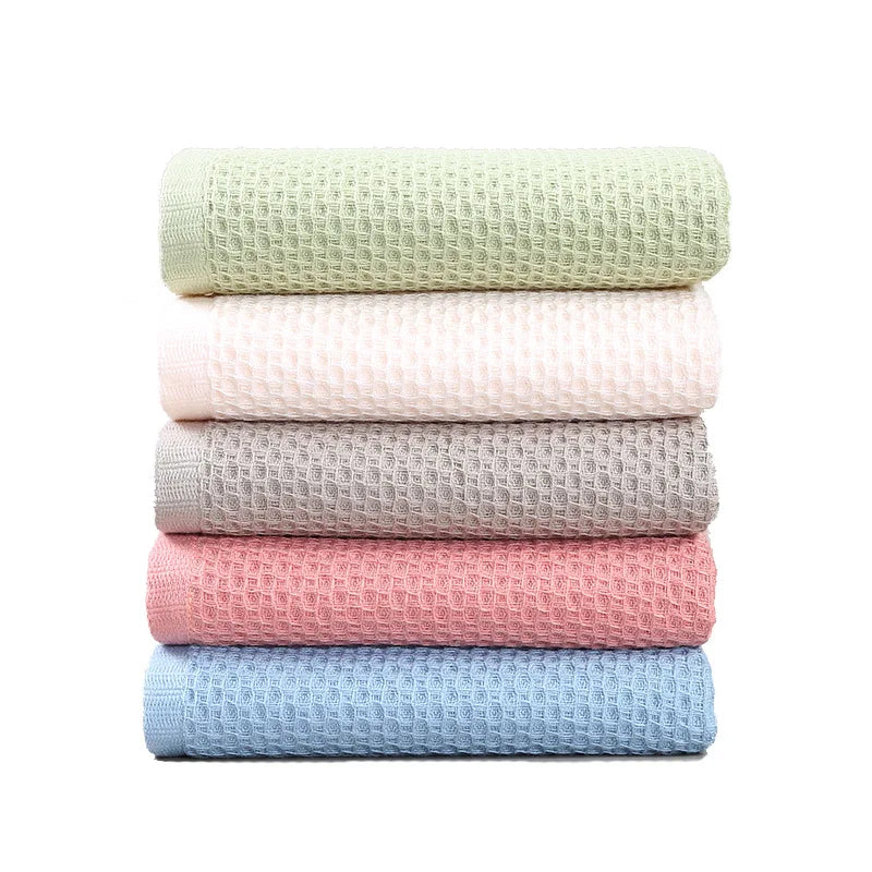 100% Cotton Knitted Waffle Fabric Bath Towel Premium Handmade Towels