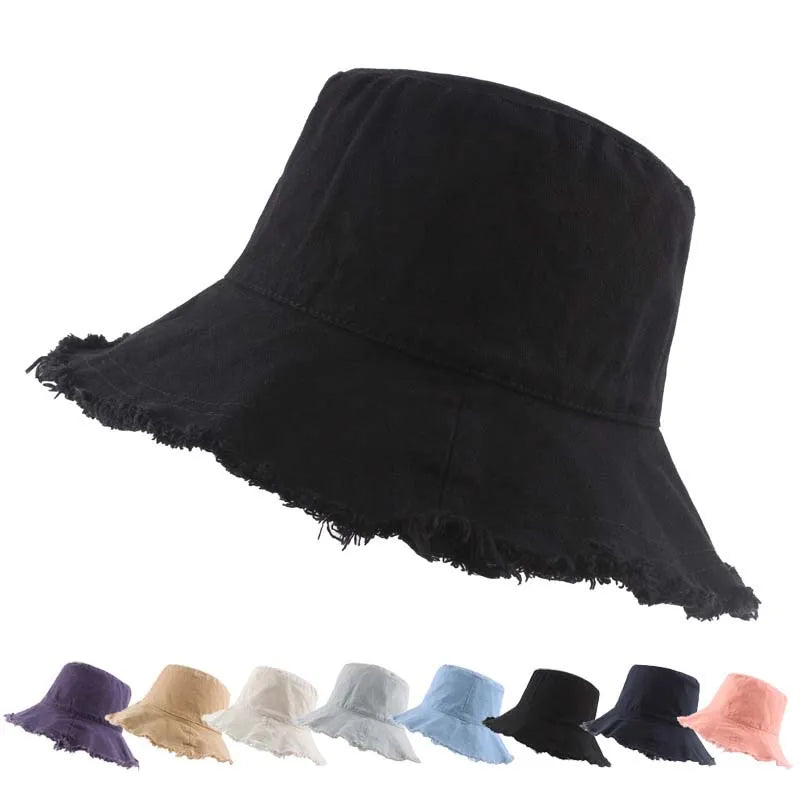 Wholesale Stock Outdoor Sun Hats Bucket Fashion Wide Brim Womens Cowboy Bucket Hats for Summer