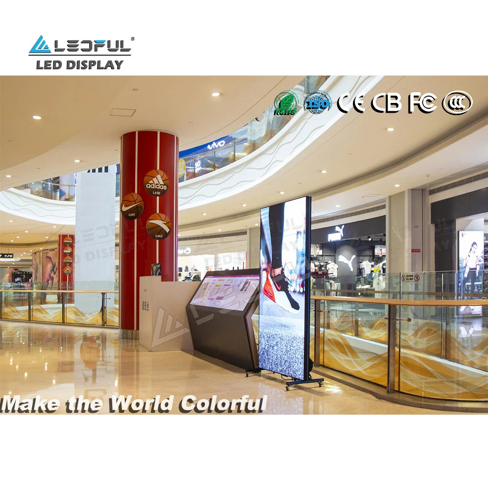 SMD Smart Digital Indoor Screens Advertising Posters Luminous Mobile LED Poster Display Curtain for Advertising Publish