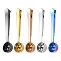 Stainless Steel Coffee Seasoning Milk Powder Measuring Spoon with Food Sealing Clip Baking Scale Gadget Metal Material