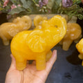 Wholesale Lovely Crystal Crafts Natural Crystal Carving Animal Yellow Honey Calcite Elephant for Ornament