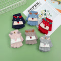 New Style Warm Fleecing Soft  Gloves Cartoon Christmas Elk Half-finger Fleece Gloves for Children 4-8 Years