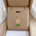 Fashionable Rotatable Sunflower Necklace for Women Charm Crystal Sunflower Pendant Elegant Ladies Jewelry Anniversary Gift