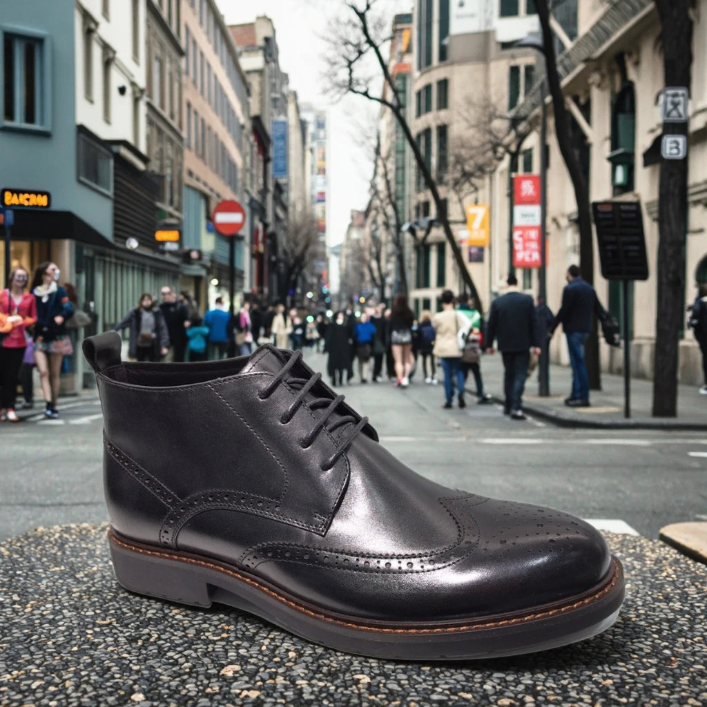 Modern Design All Season Lace-up Man's Mid-top Brogue Luxury martin Boots Men Casual Leather Boots