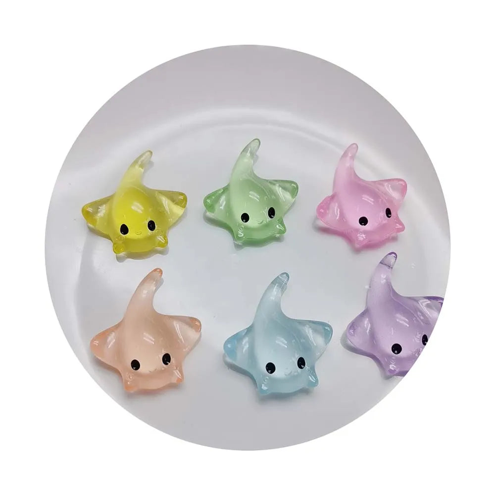 Marine Animal Series Sea Fish Model Colorful Resin Luminous Flatback Cabochon Jellyfish Ornament Fairy Garden