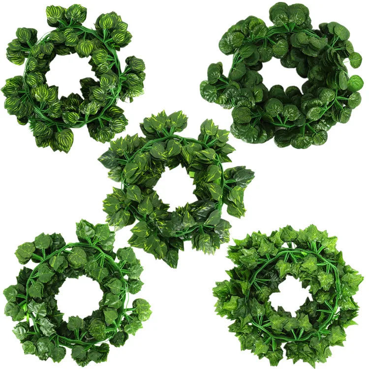 84 Feet 12 Strands Artificial Leaf Plants Hanging Garland Ivy Vines for Home Garden Office Wedding Wall Decor Green Greenery