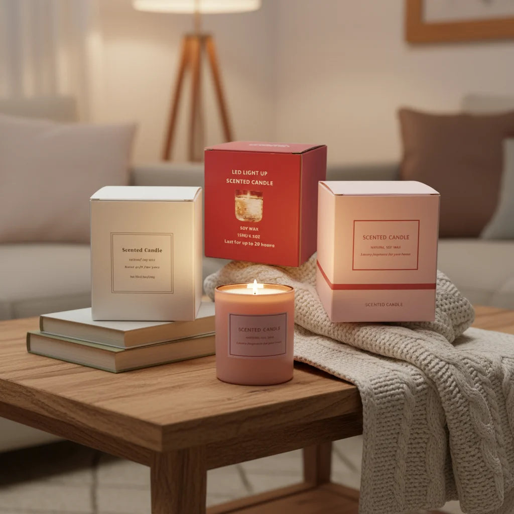 Custom Arbitrary Color Candle Jars Packaging Box With Logo Kraft Paper Candle Gift Card Box Folding Packaging