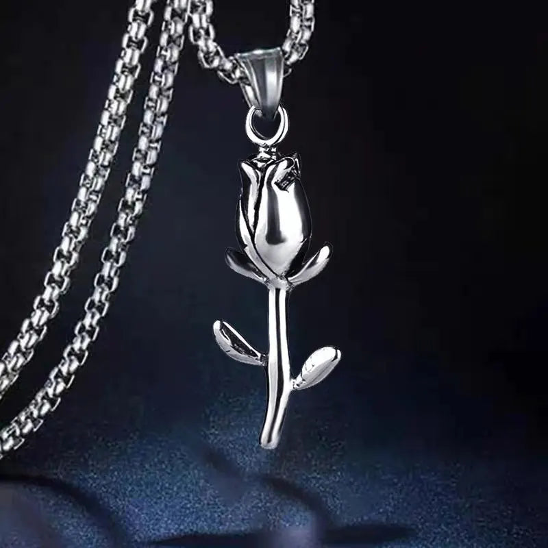 Hip Hop Jewelry European 316L Titanium Steel Rhinestone Rabbit Sweater Necklace Stainless Steel Box Chain Pendant Necklace