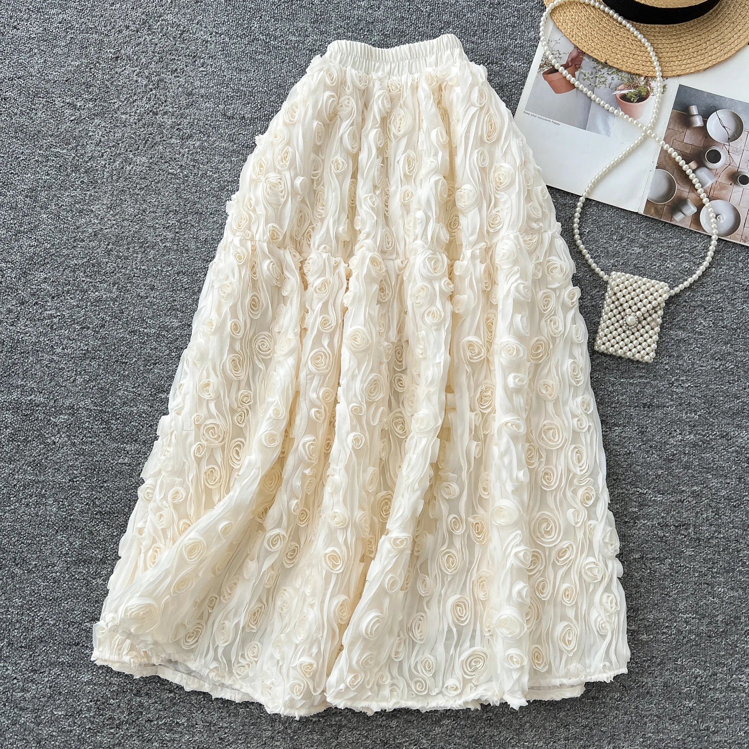 Boutique Wholesale 2025 Spring New Fashion Retro High Waist Versatile Slimming A-line Elegant Women's Half Skirt