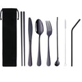 7 Pieces Set Stainless Steel Cutlery Sets Portable Gold Travel Flatware Set with Bag