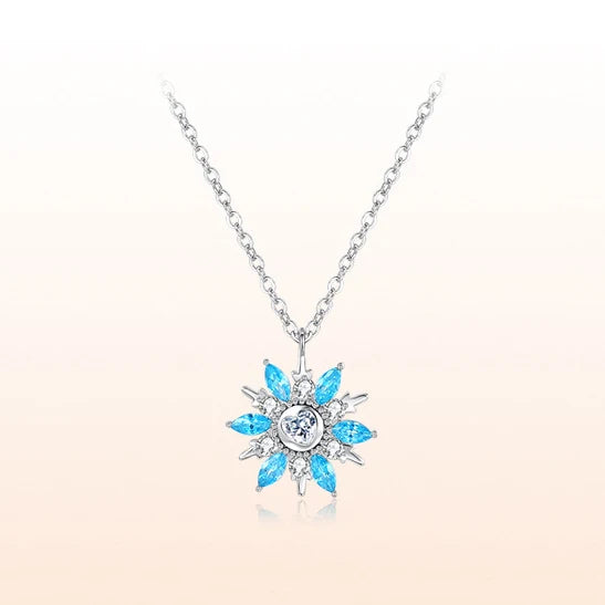 Hot Sale Rhodium Plated Zircon Snowflake Pendant Necklace 925 Sterling Silver Wedding Customized