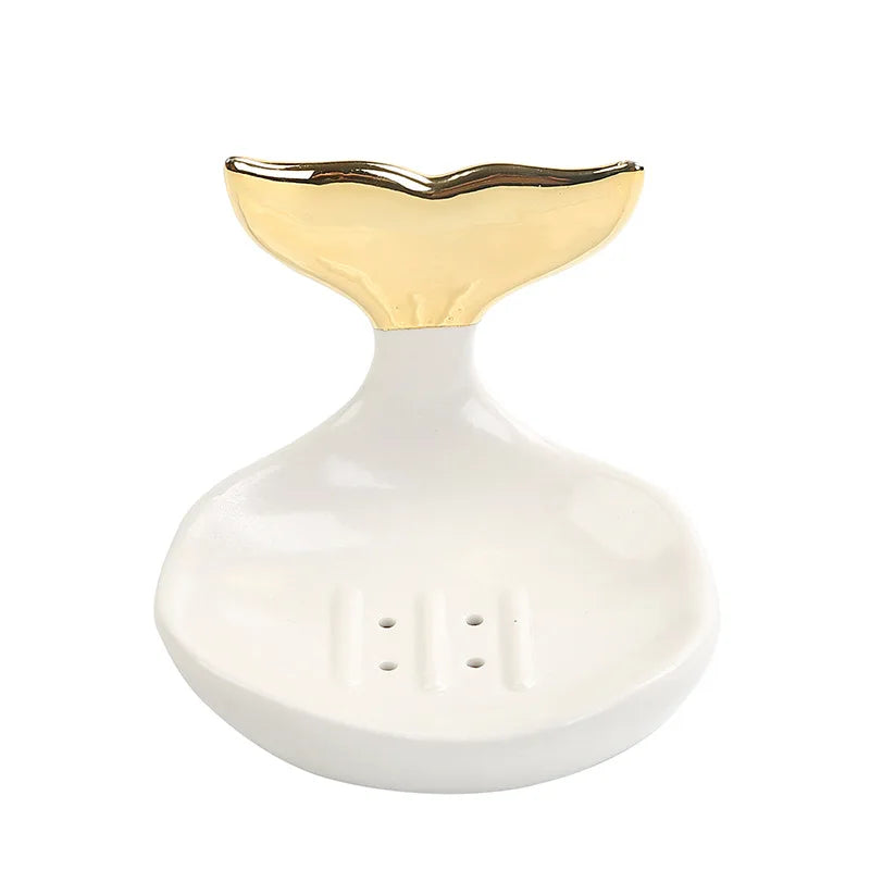 Ceramic Whale Soap Dish High Grade Shower Soap Holder With Draining Hole Bathroom Ring Dish Holder for Jewelry