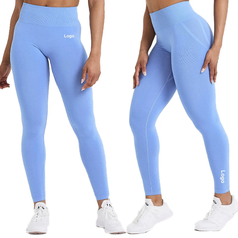 EU Size High Quality Custom Logo XS 87% Nylon 13% Spandex Ladies High Waist Gym Scrunch Butt Seamless Yoga Leggings for Women