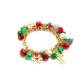 Gold Plated Christmas Jewelry Bracelet for Kids Unique Snowflake Bell Ball Crystal Beads Cute Style Popular Christmas Gift