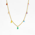 MECYLIFE Multi Color Crystal Necklace Bohemia Summer Jewelry Charm Necklace Stainless Steel 18K Gold Jewelry Minimalist Necklace