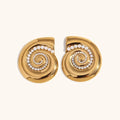 Fashion Niche Stainless Steel Waterproof Jewelry 18k Gold Plated Conch Imitation Pearl Earrings Women YF3868