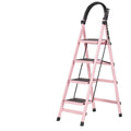 Customized Pink Iron 4-Step Folding Ladder with Ladder Stools Office Use Zigzag Design 300 Lbs Capacity 25cm Step Distance