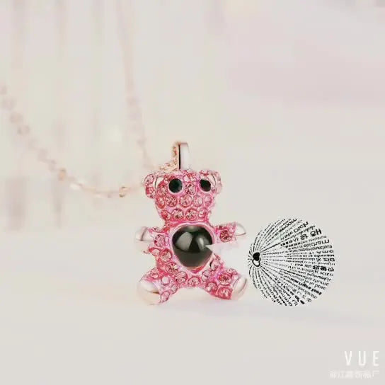2022 Collana Donna Bear Cartoon Crystal Pendant 100 Languages I Love You Projection Bear Pendant Necklace