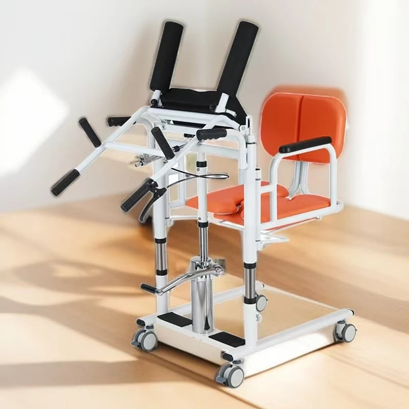 Durable Comfortable Manual Patient Transfer Chair Bedridden Disabled Bathroom Safety Equipment for Rehabilitation Therapy